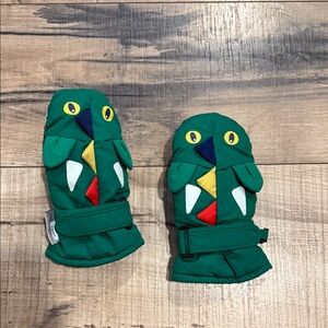 Green Dinosaur Mittens for Kids